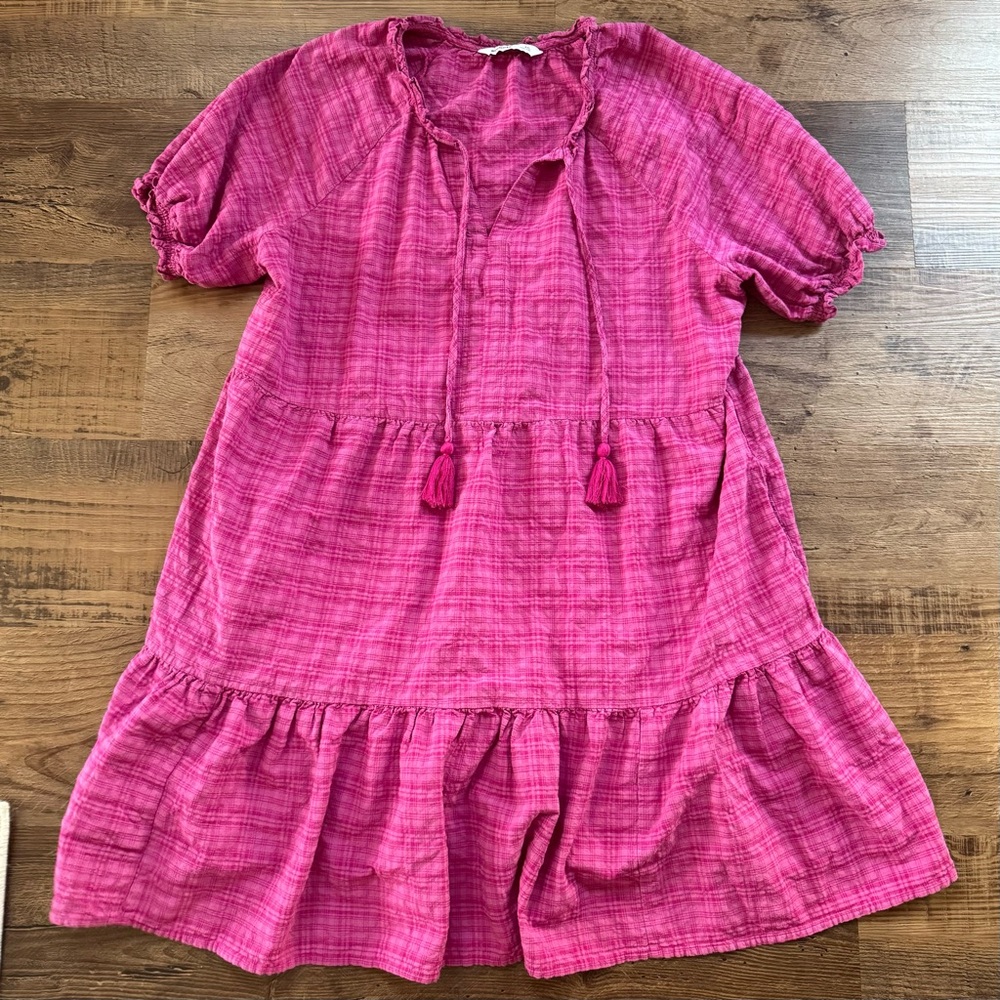 Sonoma Dress Women's XXL Flowy Boho Short Sleeve Peasant Cottage Pink Magenta
